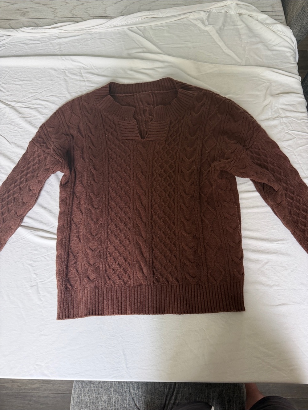 Brown Cable Knit Pullover Sweater